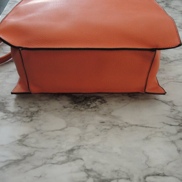 bebe Orange Tote Bag with Short Handles & Crossbody Strap 13" x 13" x 4" New? - Picture 4 of 16